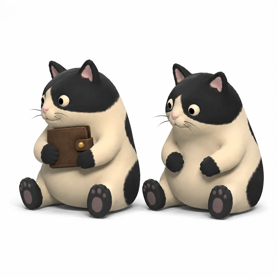 One cat hugging the wallet